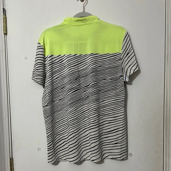 Jamie Sadock Yellow and Blue Zippered Jersey with Mandarin Collar - Picture 3 of 3